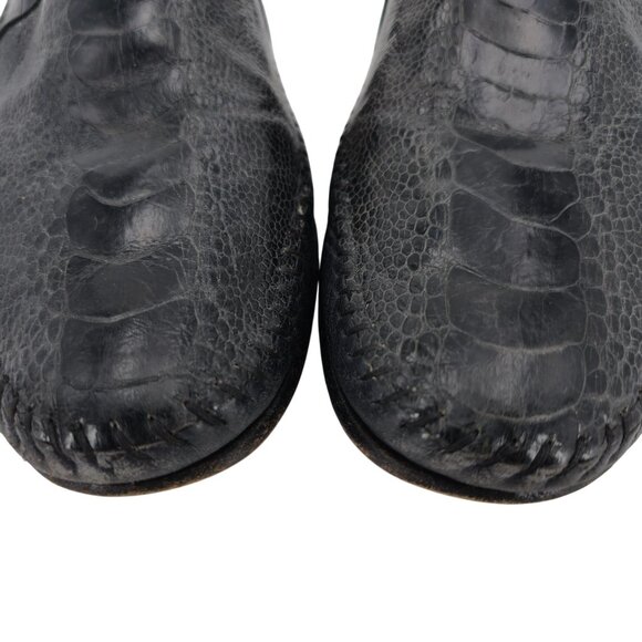 Aldo Bruè Italy Exotic Navy Blue Ostrich Leg Dress Shoe Men 10.5 Slip-on Loafers main image 4